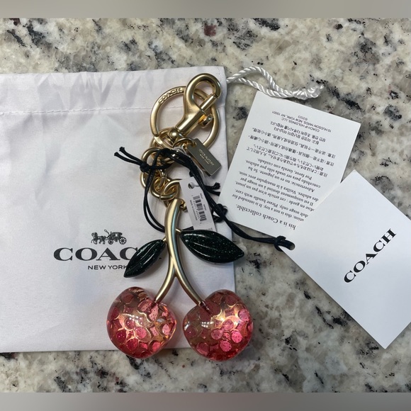 Coach Outlet Signature Cherry Bag Charm - Pink - Picture 2 of 2